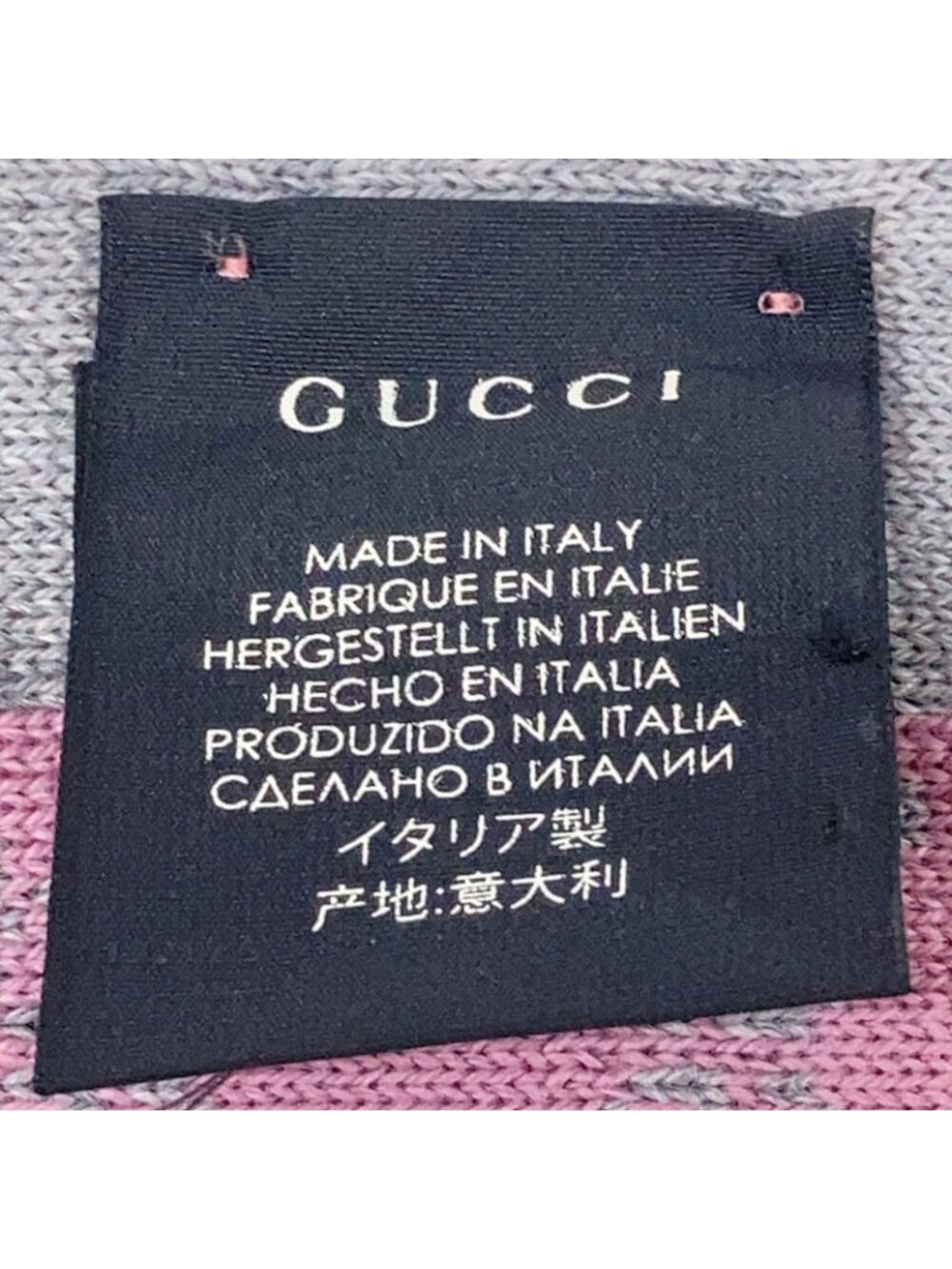 Gucci Gray Pink Wool GG Scarf - Picture 5 of 5